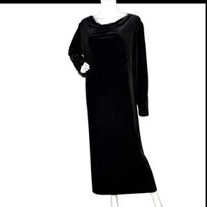 Vintage Y2K 90s Maxi Dress Velour Cowl Neck Black Whimsygoth Size XL